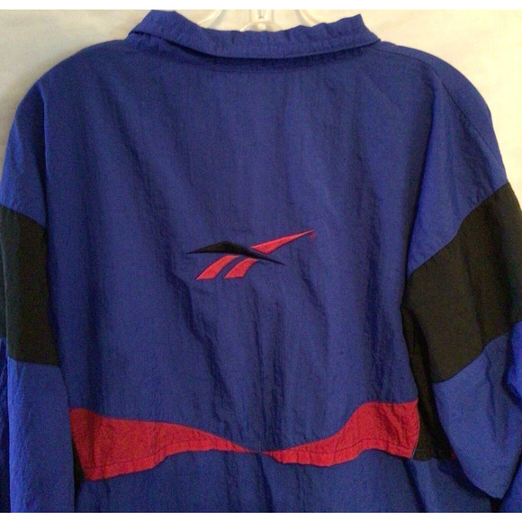 Vtg Reebok Windbreaker Pullover 90's 80's Size Large Blue Red Black EUC 894A - Picture 3 of 5